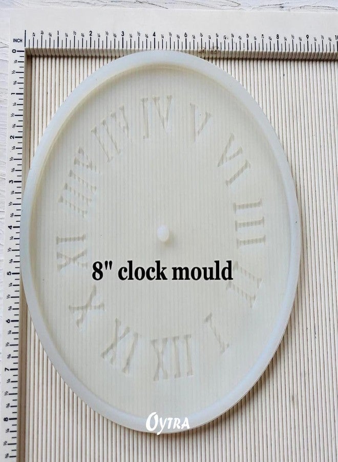Oytra Resin Mould DIY Clock Art Silicone Mold 8 Inch with Roman Numerals Round Wall Clock Transparent Handmade Crafts Set Materials for Beginners - Image 2